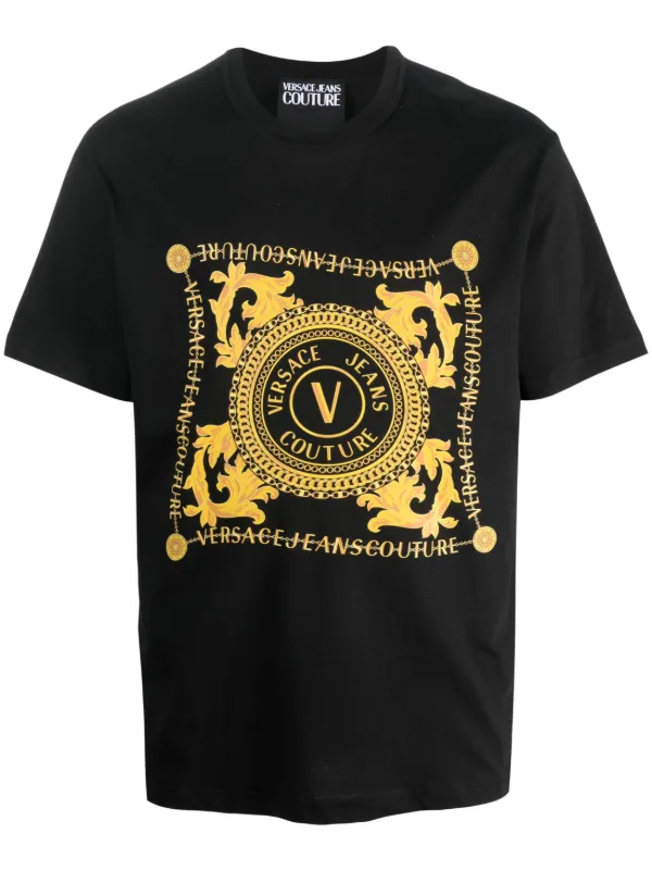 Tシャツ・カットソー VERSACE JEANS COUTURE Men T-shirt Black 78GAHT00CJ00T G89 Versace Jeans Couture Collar T Shirt Black | Mainline