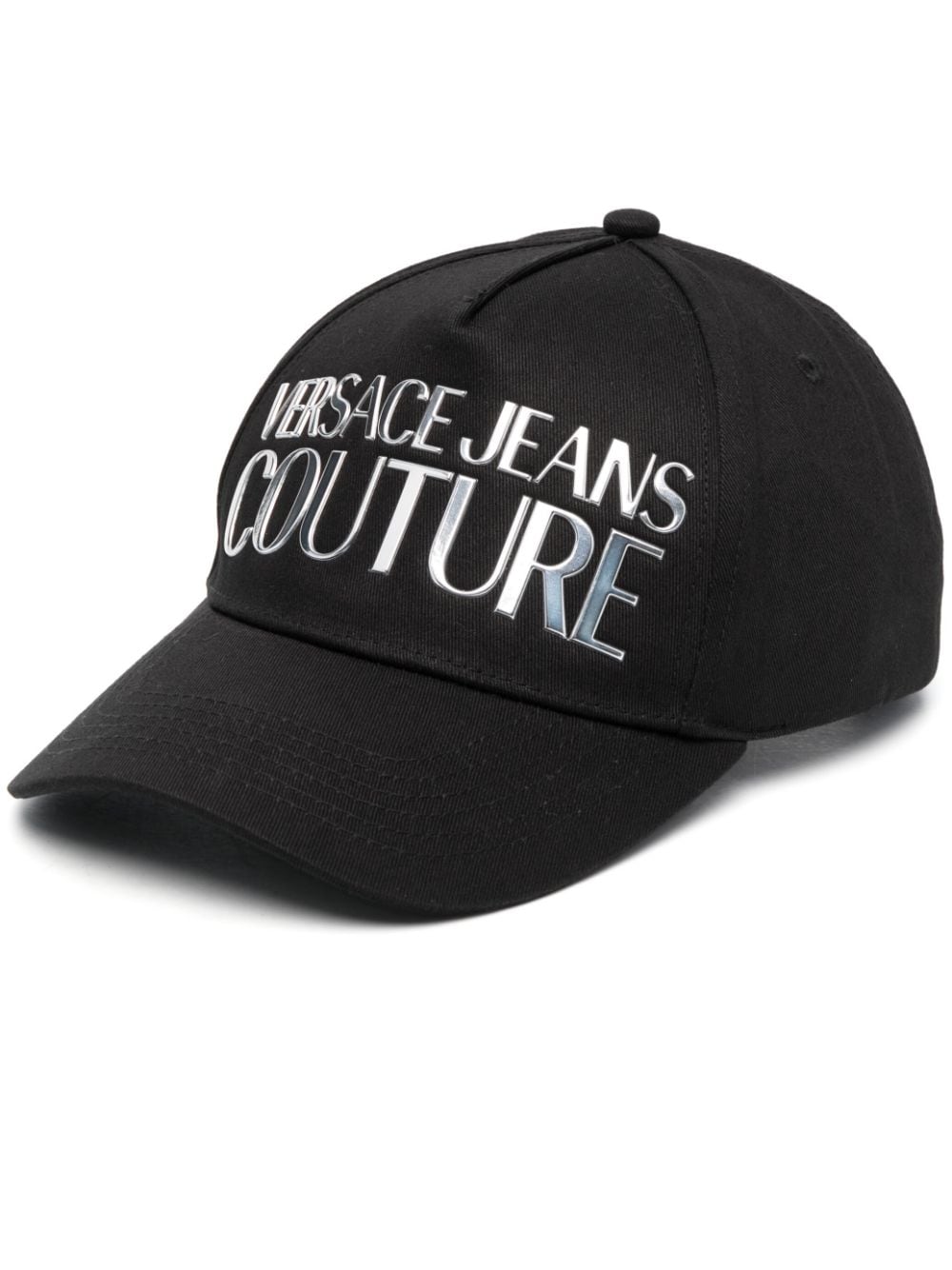 versace jeans couture casquette en coton à logo imprimé - noir