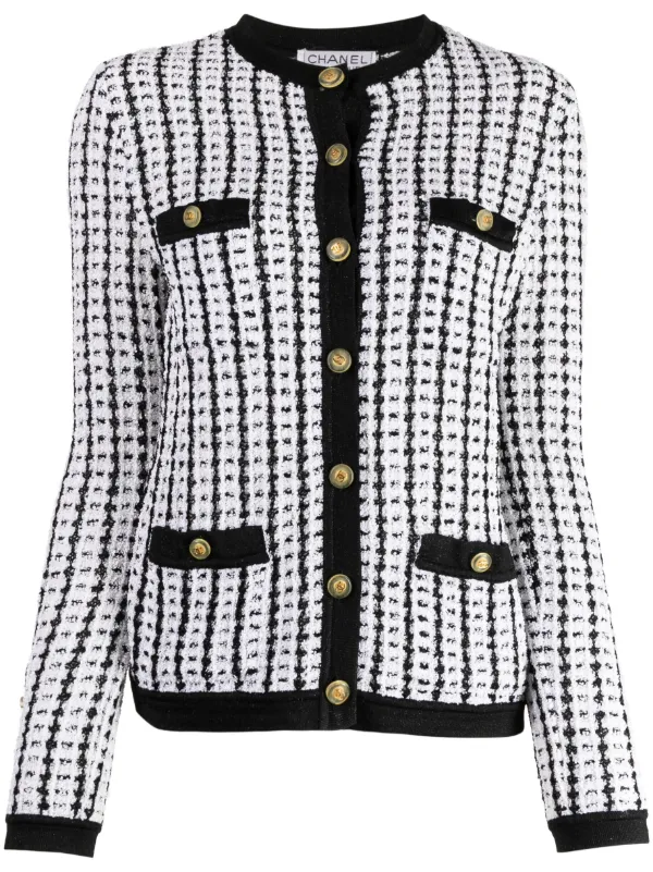 Chanel Pink and White Houndstooth Jacket and One Chanel Skirt Suit