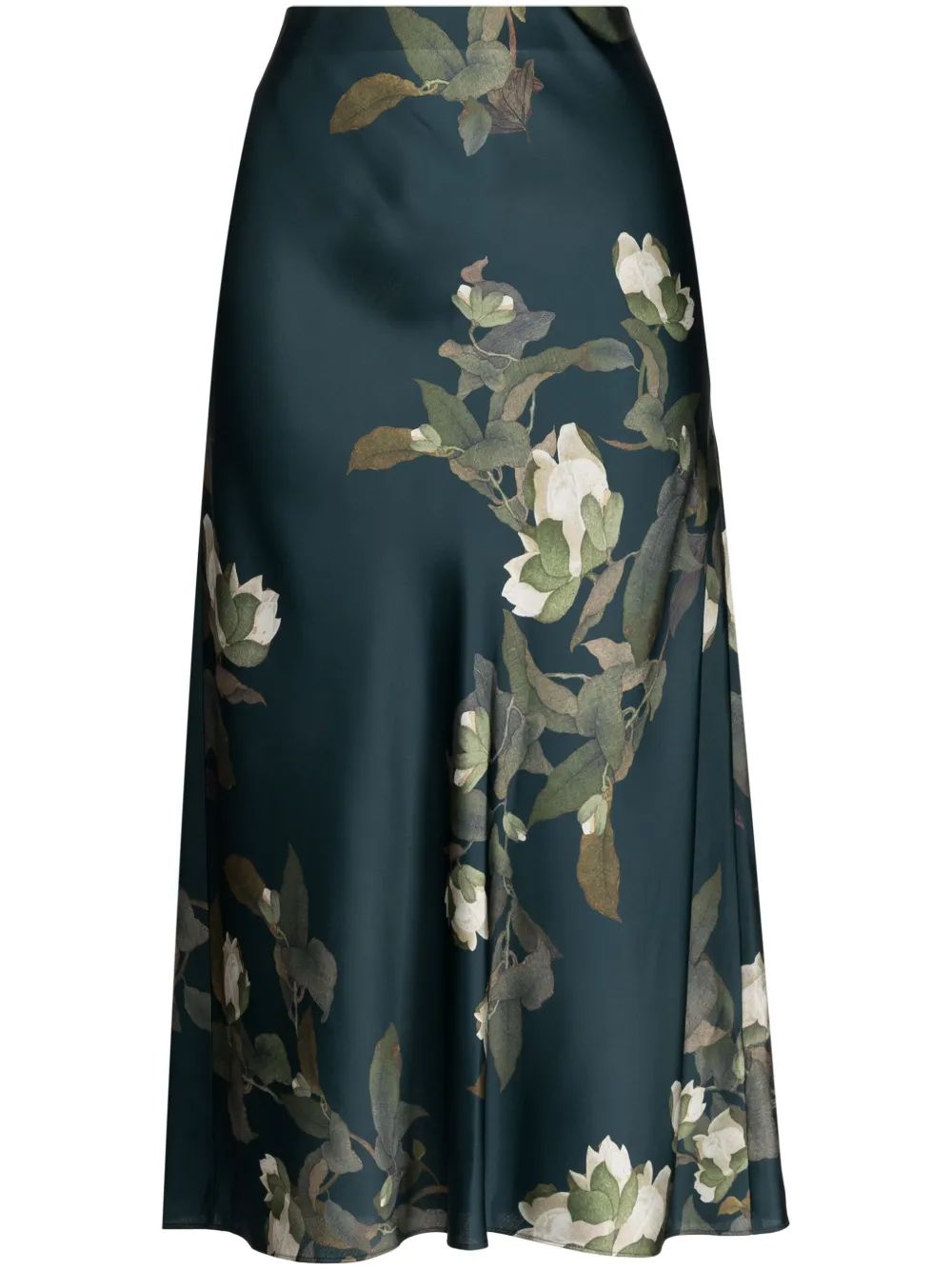Vince floral-print high-waisted midi skirt - Verde