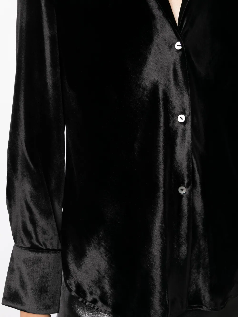 Vince Long-sleeve Velvet Shirt In Black