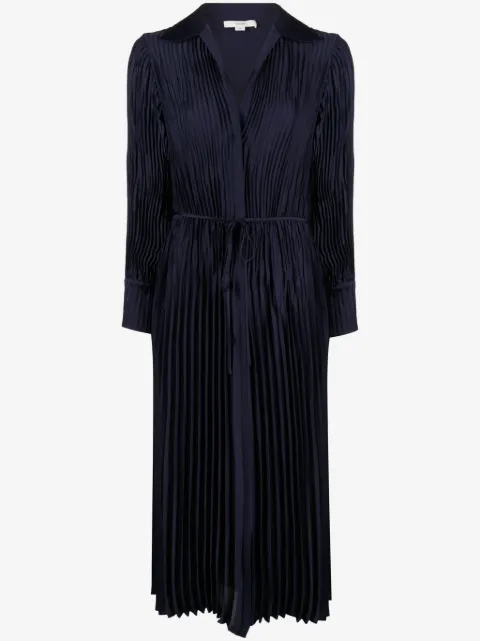Vince long-sleeve pleated shirtdress