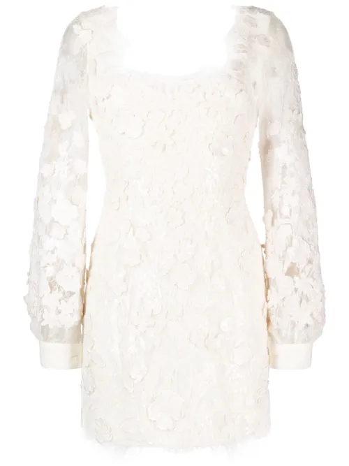Robe courte à ornements en dentelle - Elie Saab - Modalova