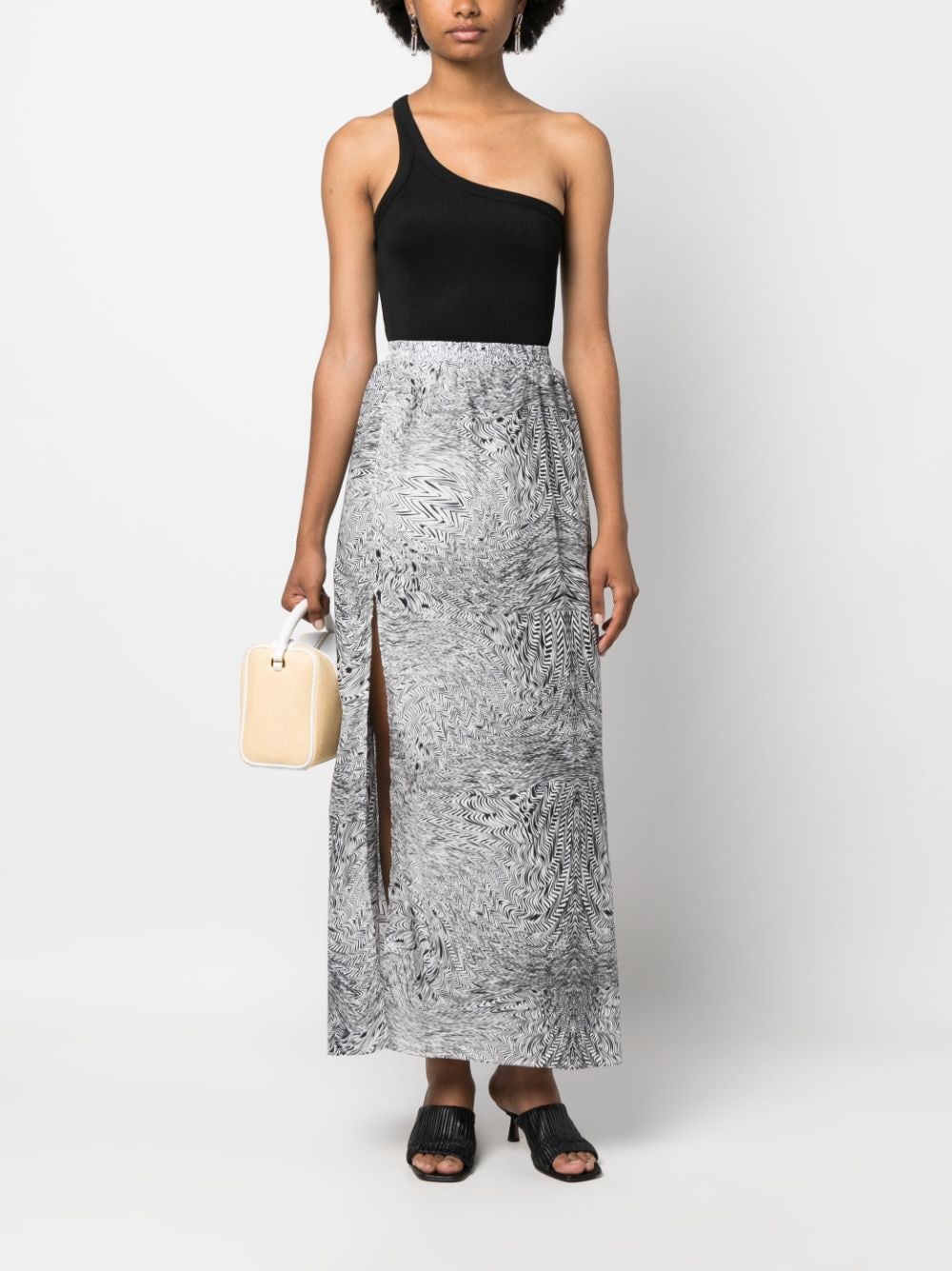 Shop Federica Tosi Graphic-print Elasticated-waistband Skirt In Black
