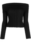 Self-Portrait ribbed off-shoulder blouse - Black