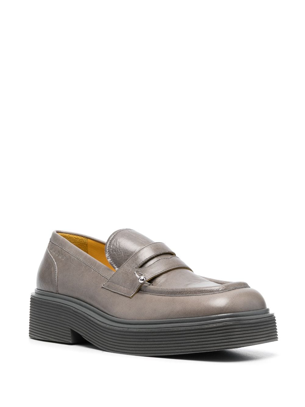 Shop Marni Square-toe Leather Loafers In 00n95 Grey