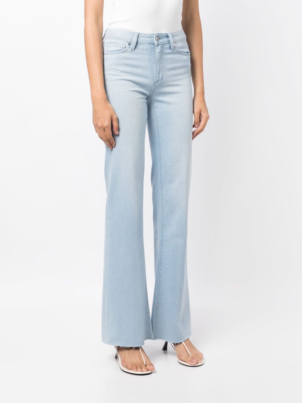 Shop Paige Leenah High-waisted Glitter Jeans In Blue