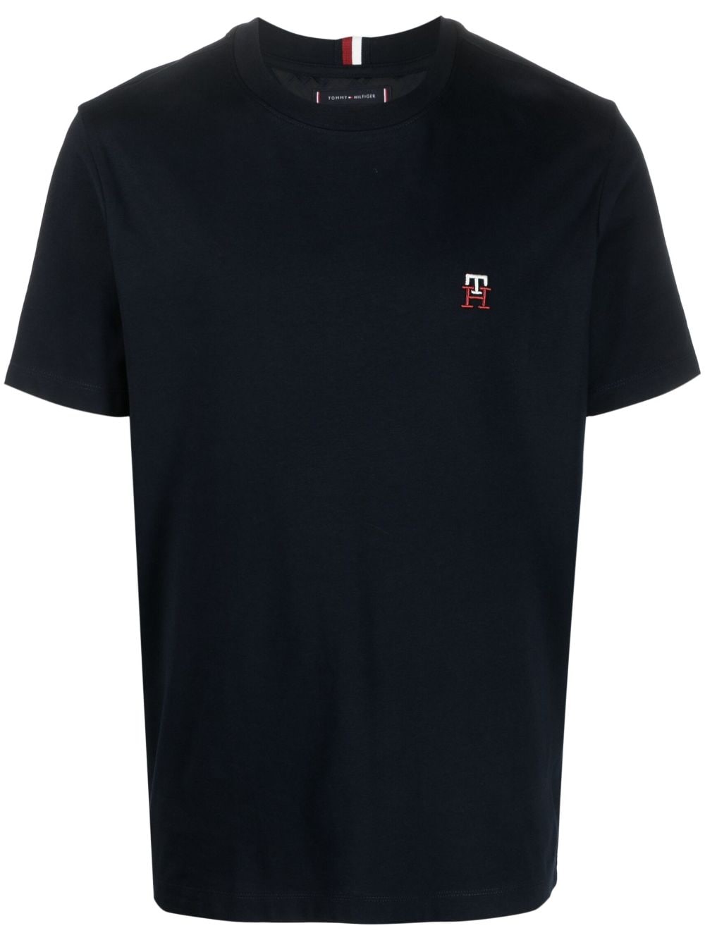 Tommy Hilfiger Embroidered-logo Cotton T-shirt In Blue