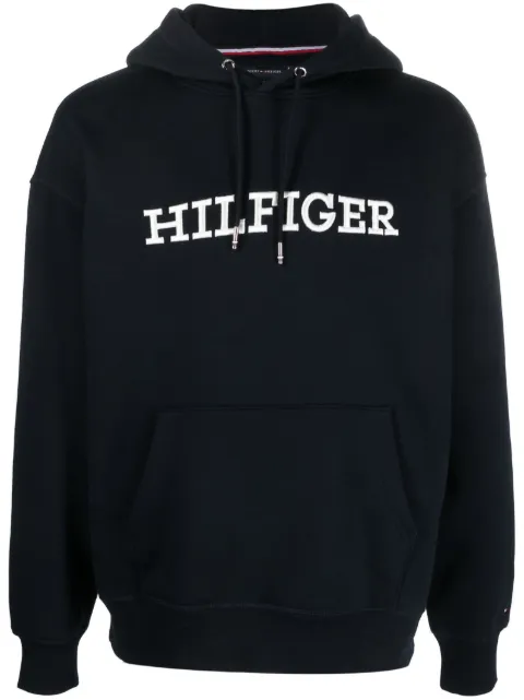 Tommy Hilfiger logo-embroidered drawstring hoodie