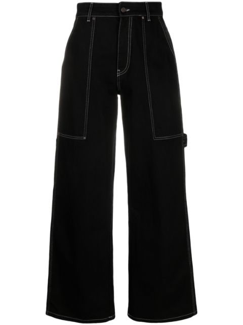 Stella McCartney contrasting stitching wide-leg jeans Women