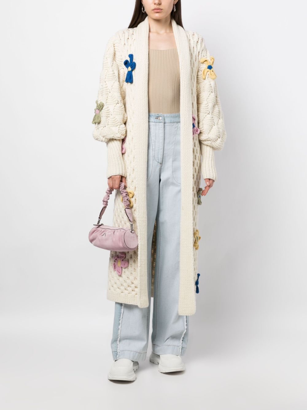 Letanne Julie floral-embroidery cardi-coat - Beige