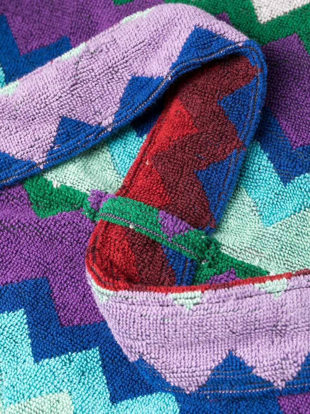 Missoni Zigzag-pattern Terry-cloth Bathrobe In Violett