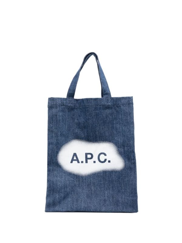 A.P.C. logo-print Denim Tote - Farfetch