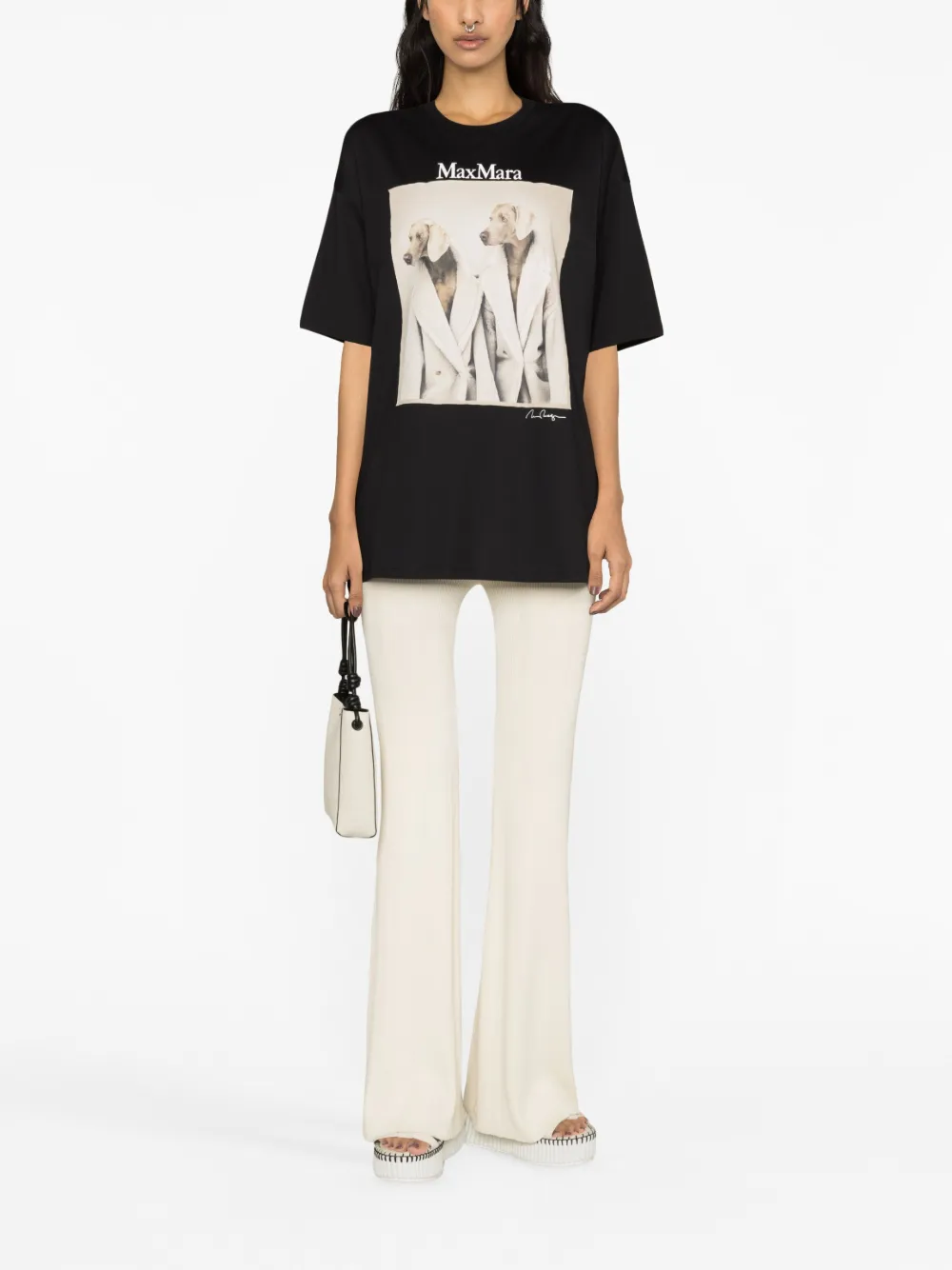 Max Mara T-shirt met grafische print - Zwart