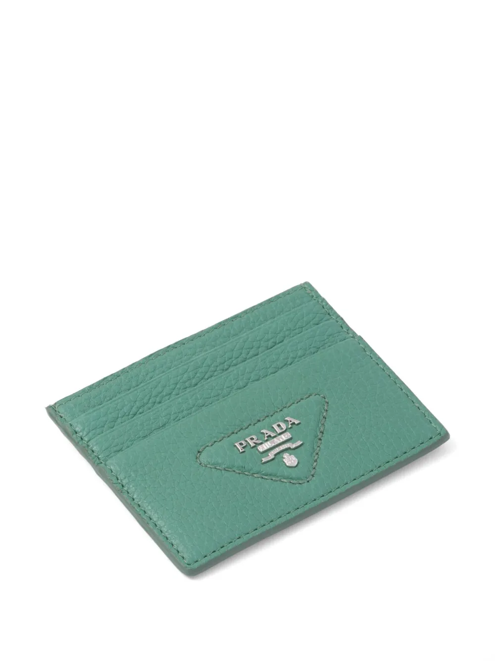 Prada Triangle-logo Cardholder In Green