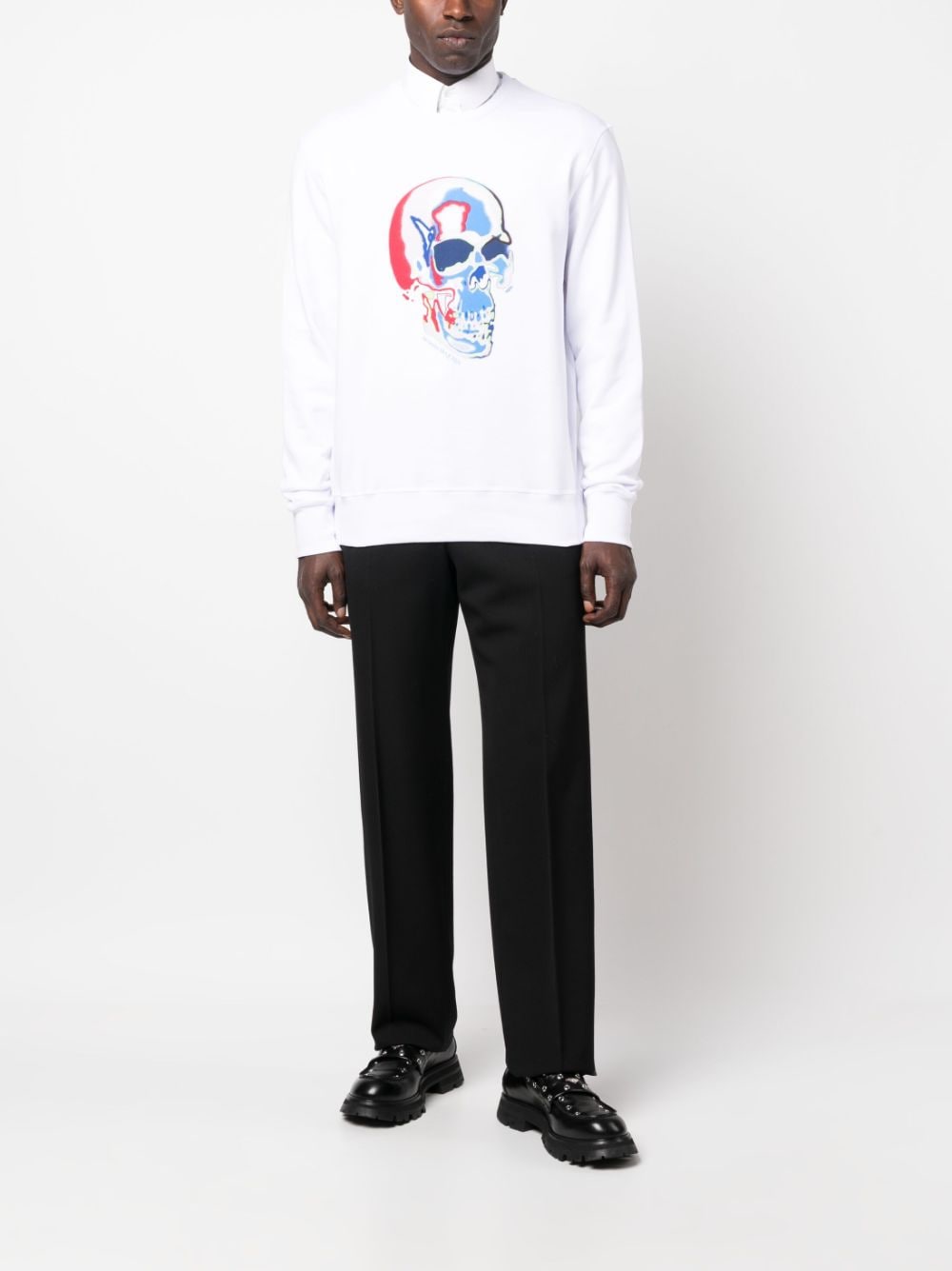 Shop Alexander Mcqueen Skull-print Cotton Sweatshirt In White