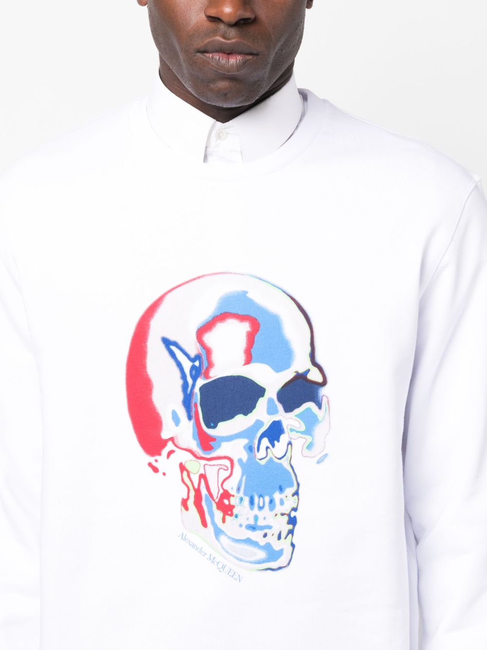 Shop Alexander Mcqueen Skull-print Cotton Sweatshirt In White