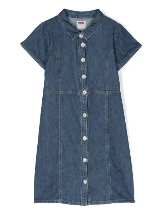 Levi s Kids Robe Boutonnee En Jean a Manches Courtes Bleu FARFETCH CM