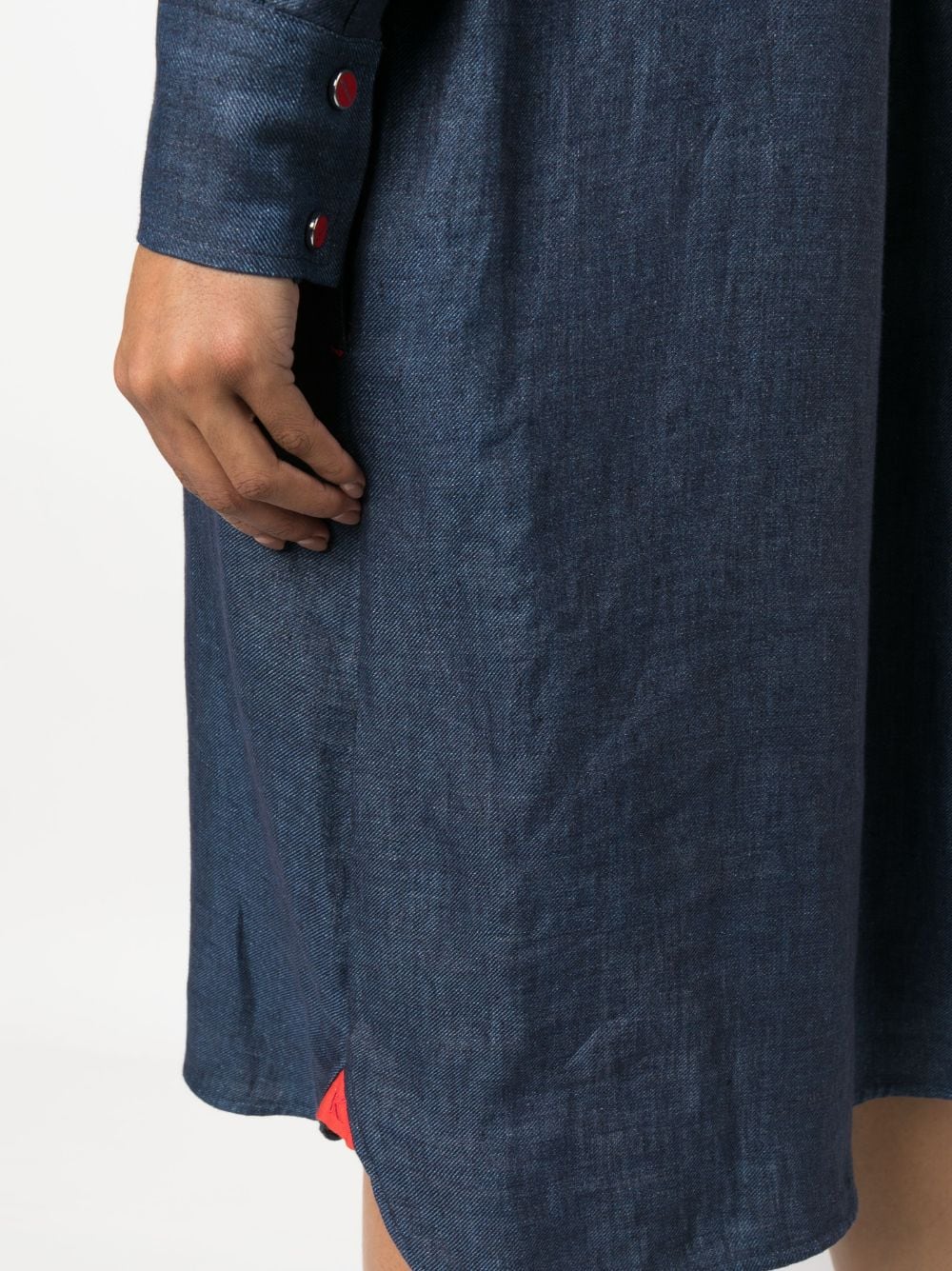 Shop Kiton Long-sleeve Linen Shirt Dress In Blue