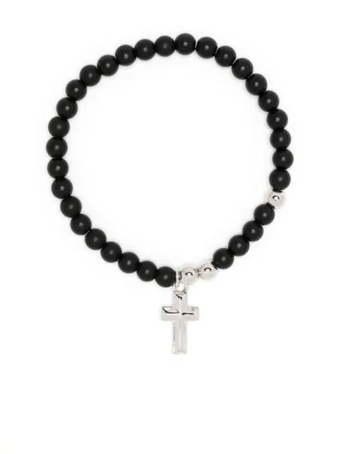 Northskull cross-pendant beaded bracelet