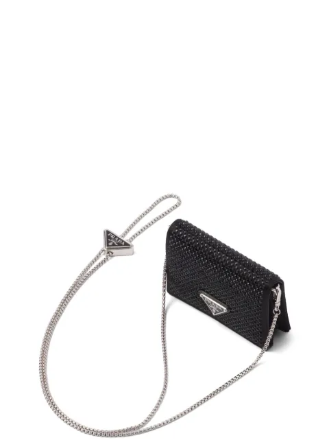 Prada tarjetero satinado con detalles de cristal