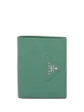 Prada small logo-plaque leather wallet - Green