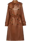 Prada double-breasted leather coat - Brown