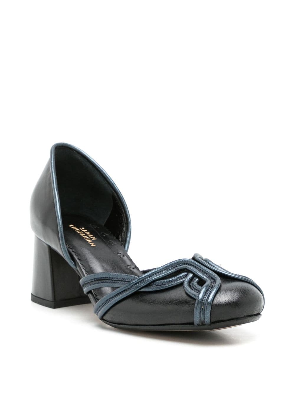 Shop Sarah Chofakian Irene 40mm Contrast-stitching Pumps In Blue