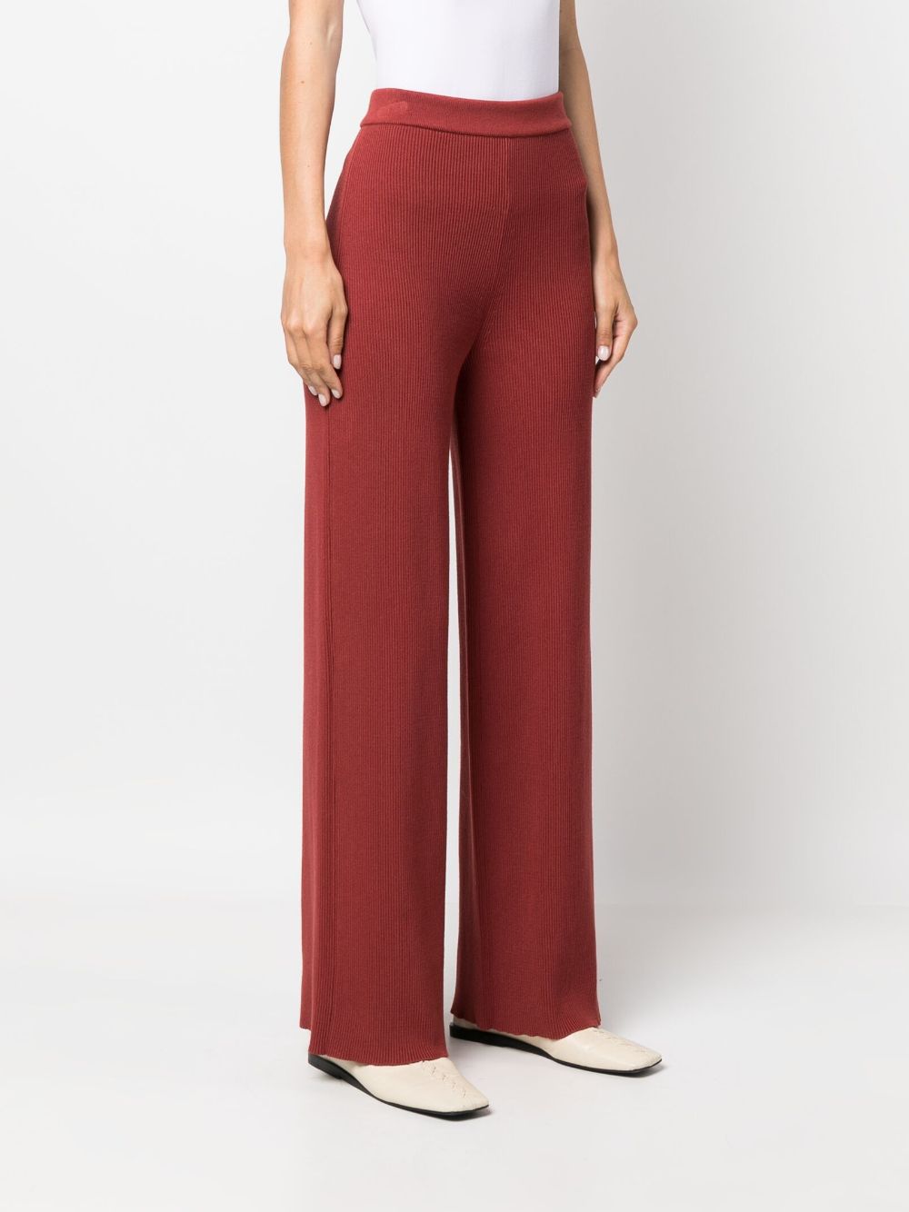 Shop Aeron Lia Ribbed-knit Trousers In Red