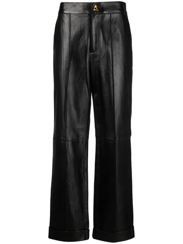 パンツ Aeron Zima - Leather Cuffed Pants AERON - ZIMA - Leather cuffed pants - black
