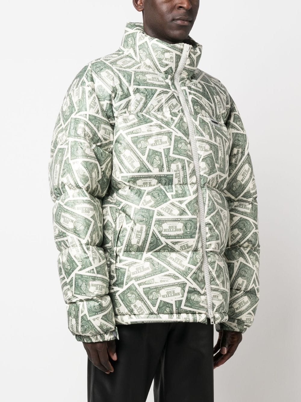 Shop Vetements Money-print Puffer Jacket In Green