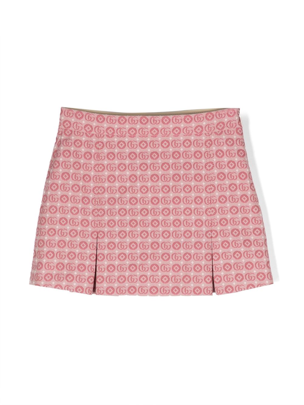 Shop Gucci Double G Logo-jacquard Skirt In Pink