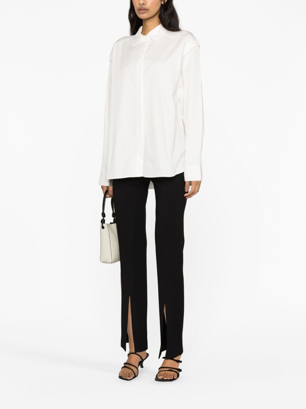 Shop St Agni Detachable Sleeve Shirt In White