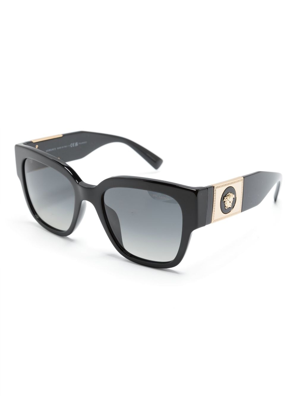 Shop Versace Logo-plaque Oversize-frame Sunglasses In Black