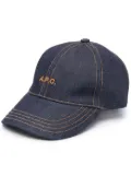 A.P.C. embroidered logo denim baseball cap - Blue