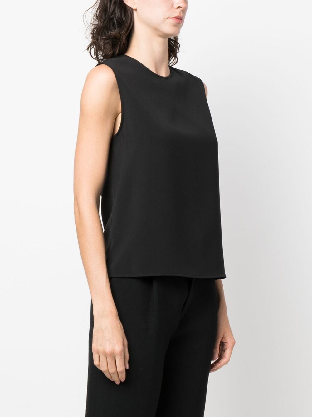 Shop Calvin Klein Crew-neck Twill Tank Top In Black