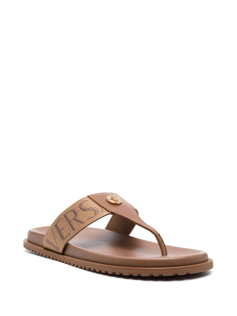 Versace embroidered-logo leather sandals - Bruin