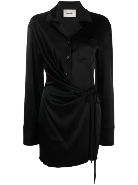 Nanushka satin wrap shirtdress