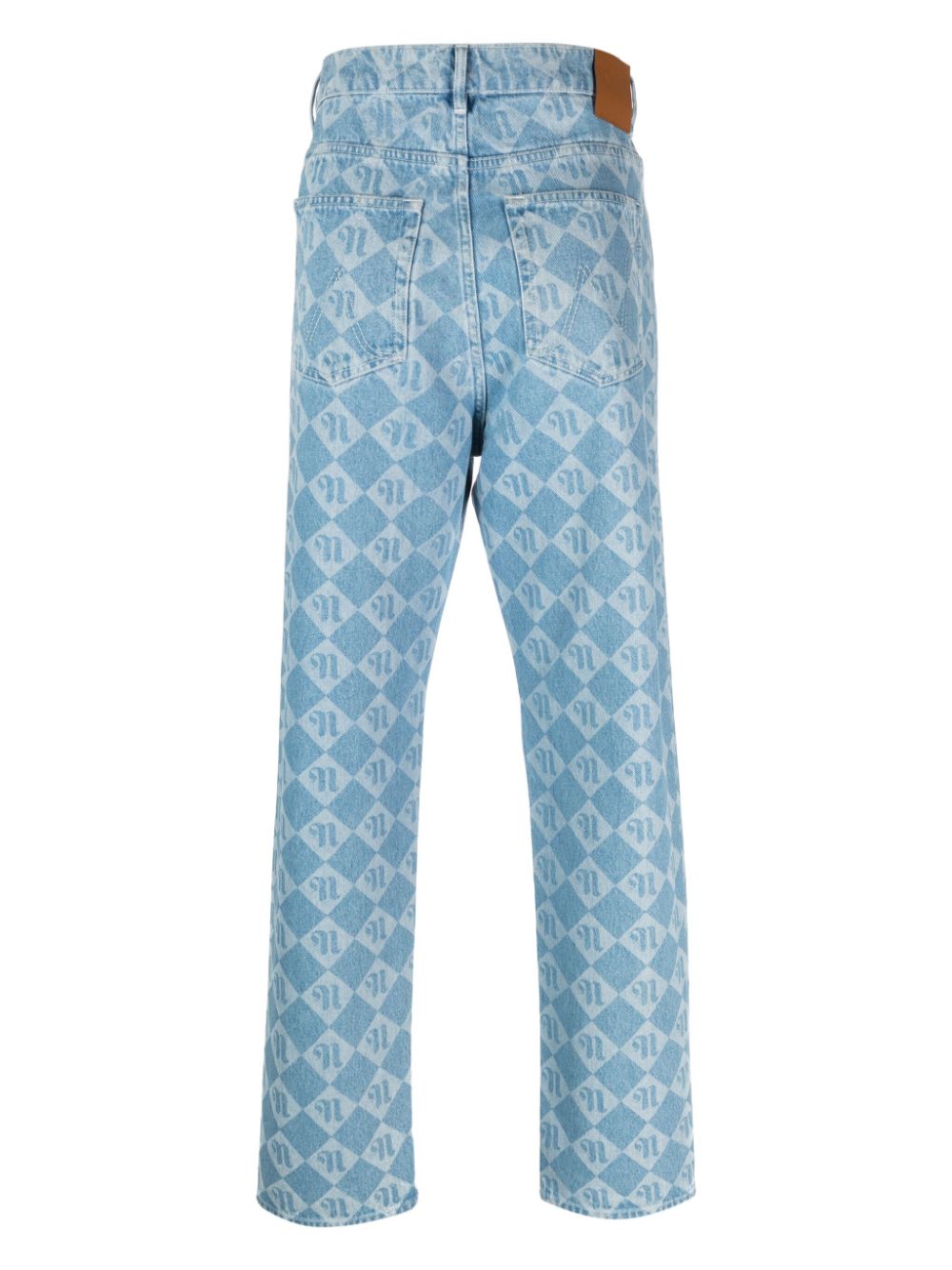 Shop Nanushka Monogram-print Straight-leg Jeans In Blue