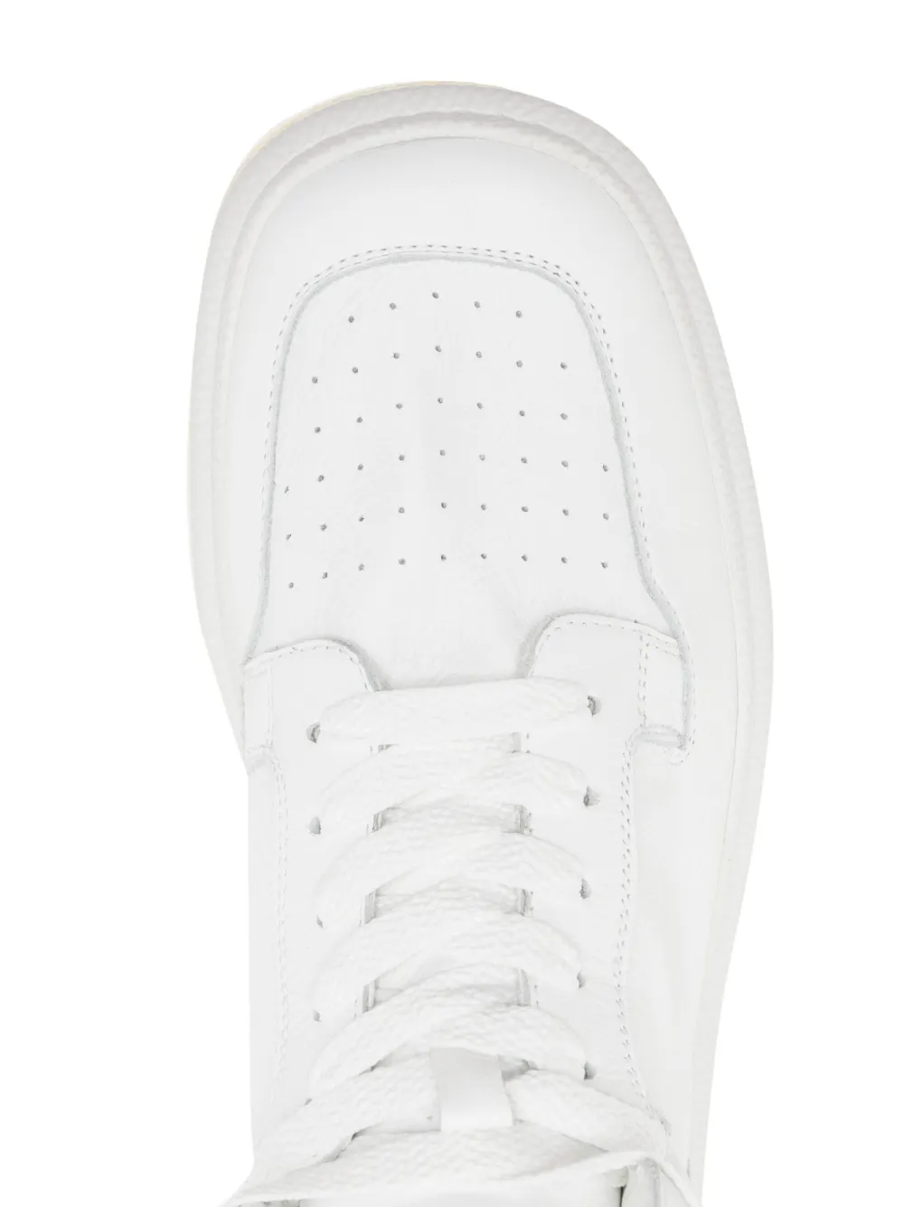 Shop Mm6 Maison Margiela Square-toe Leather High-top Sneakers In 白色