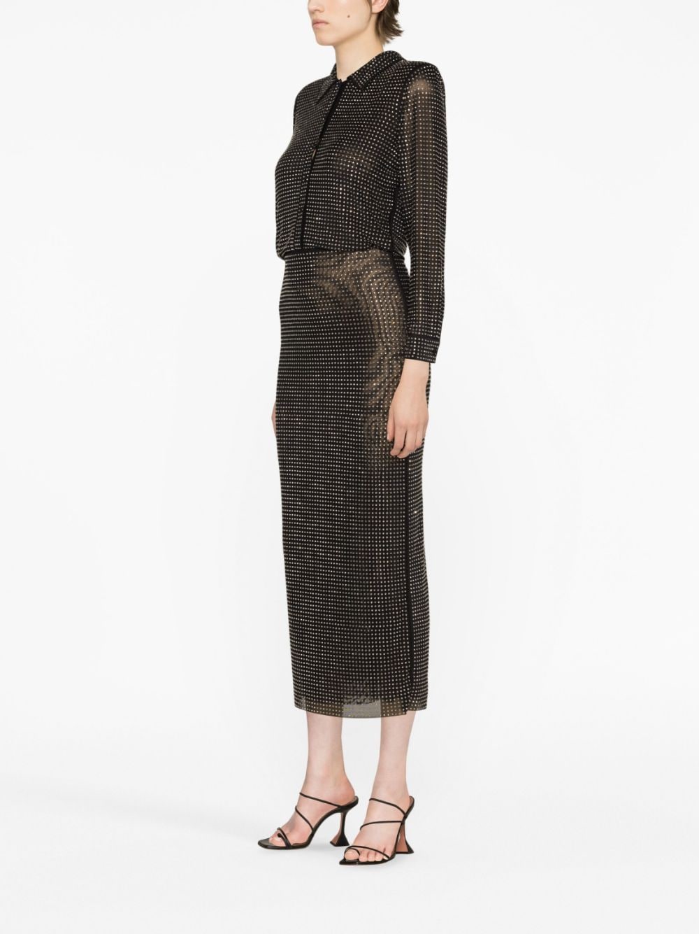 Self-portrait Crystal-embellished Mesh Maxi Dress In Black