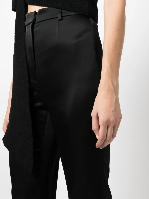 Nanushka Leena Flared Satin Trousers | Black | FARFETCH JO