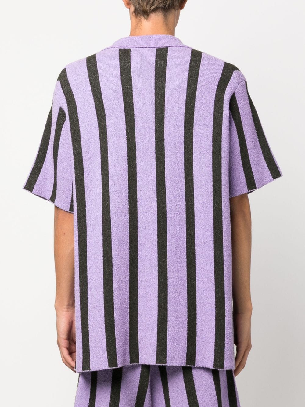 Shop Nanushka Almar Striped Terry-cloth Shirt In Purple