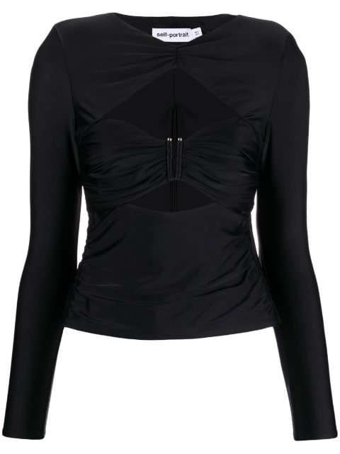 Self-Portrait ruched cut-out top