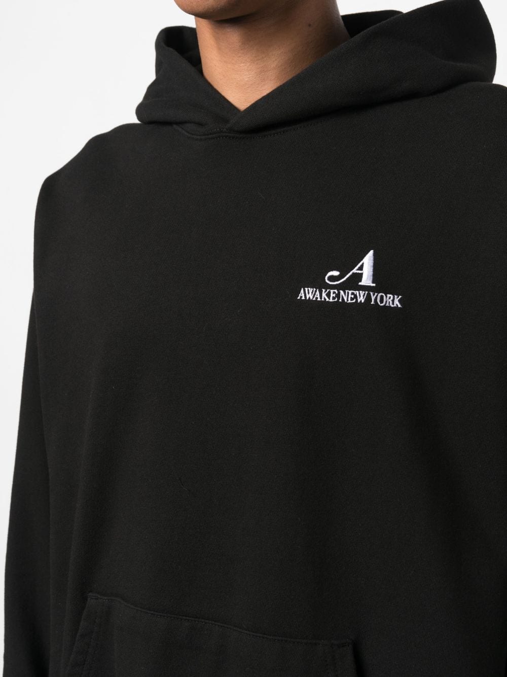 Shop Awake Ny Embroidered-logo Cotton Hoodie In Black