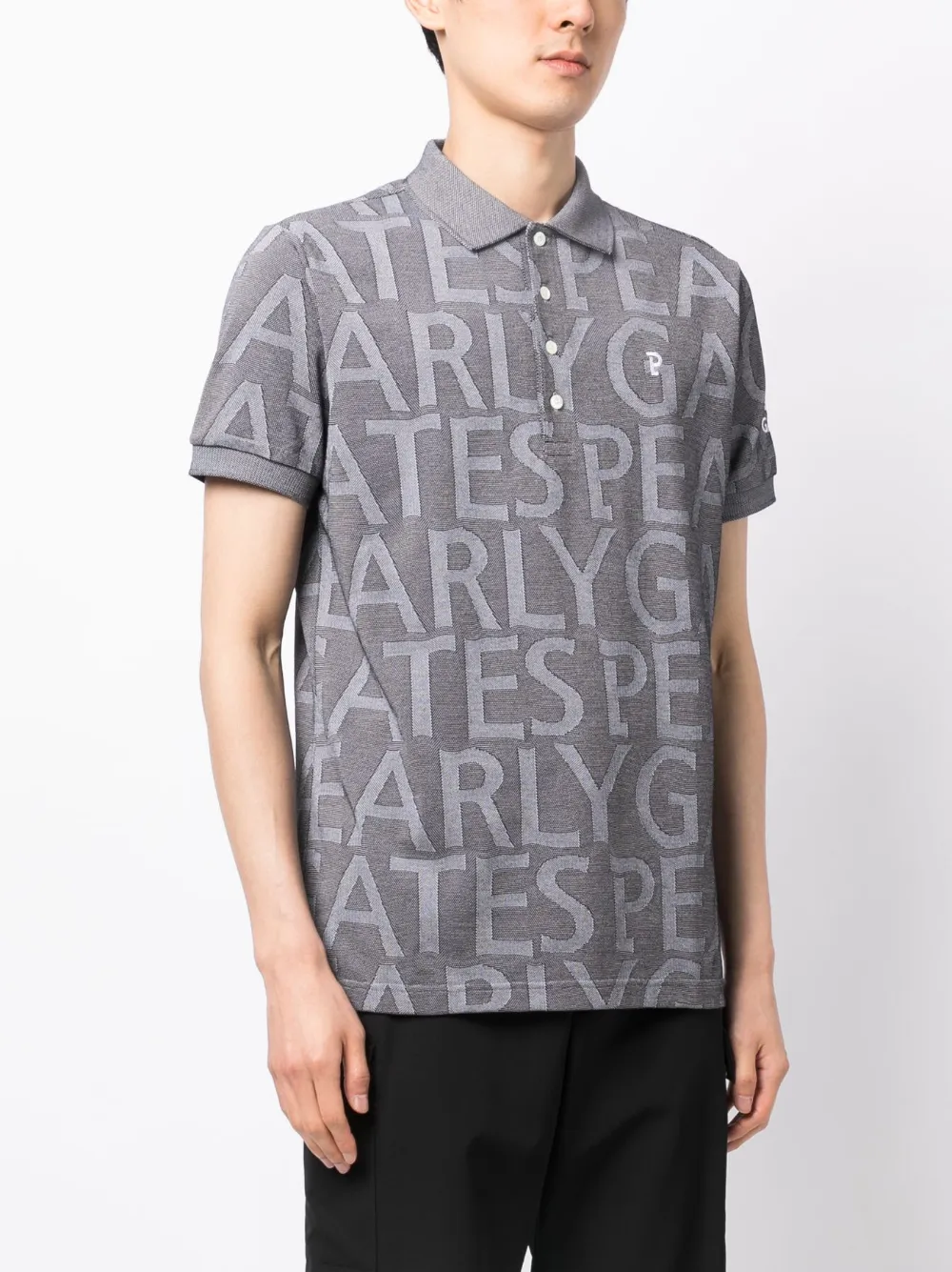 Shop Pearly Gates Logo-jacquard Polo Shirt In Grey