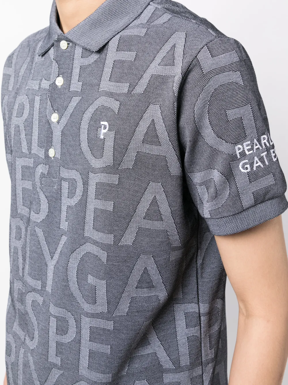 Shop Pearly Gates Logo-jacquard Polo Shirt In Grey