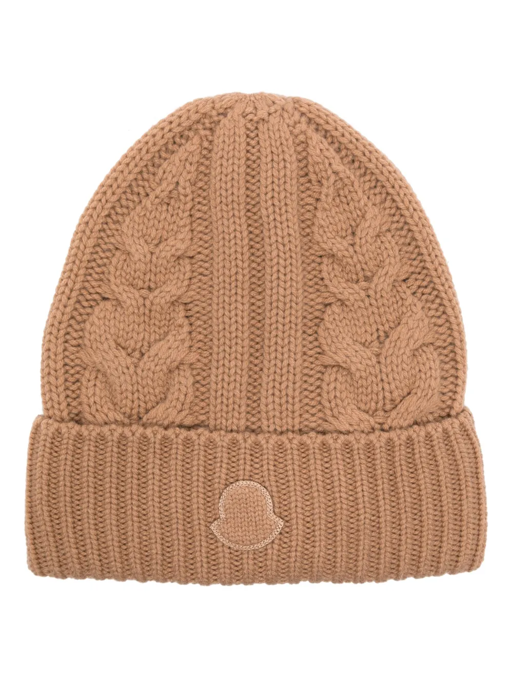 Moncler Cable-knit Cashmere Beanie In Brown