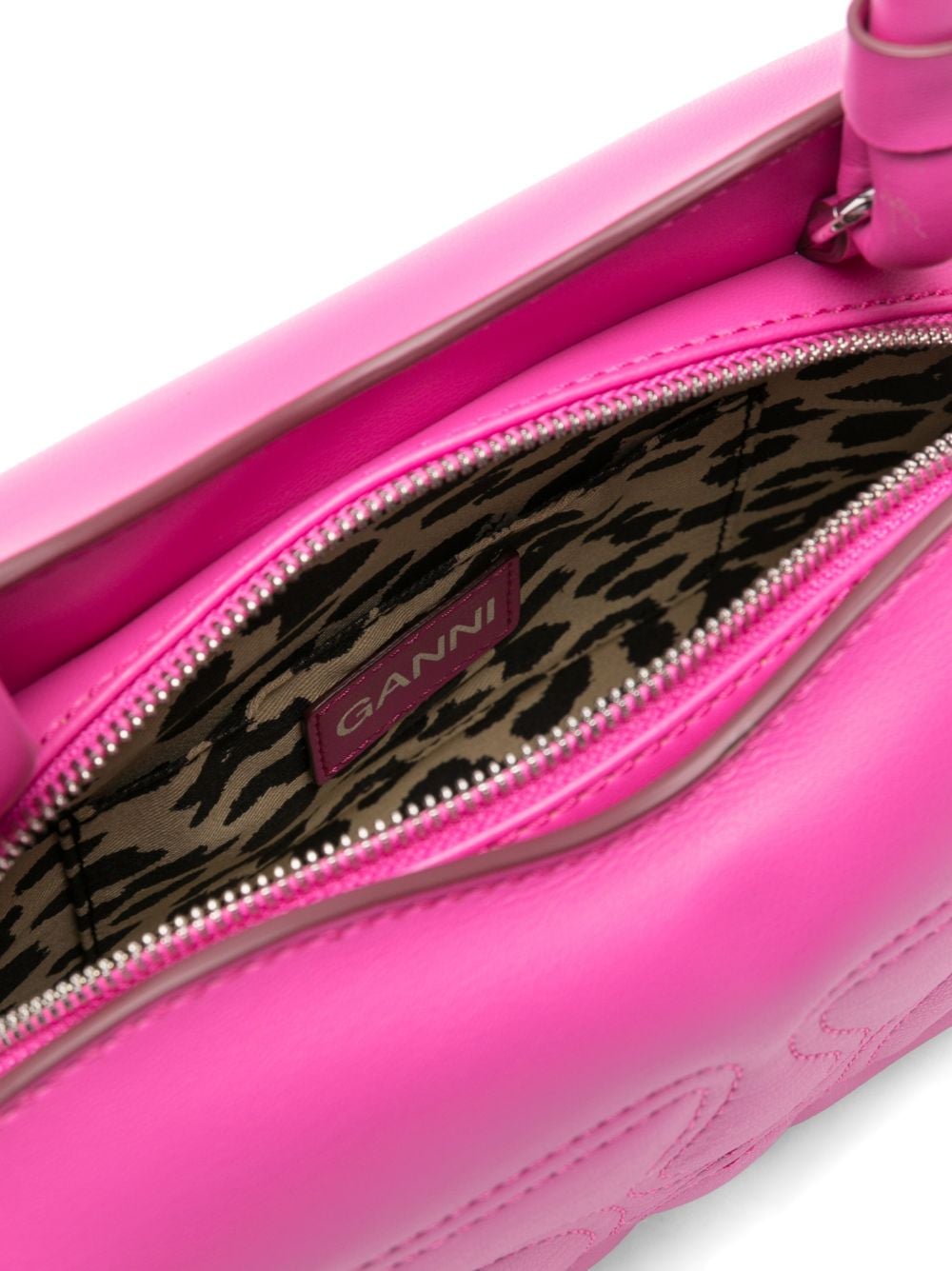 Shop Ganni Butterfly Logo-embossed Shoulder Bag In Pink