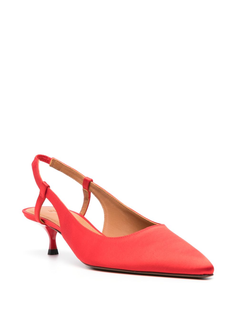 Shop Polo Ralph Lauren 40mm Satin Pumps In Red